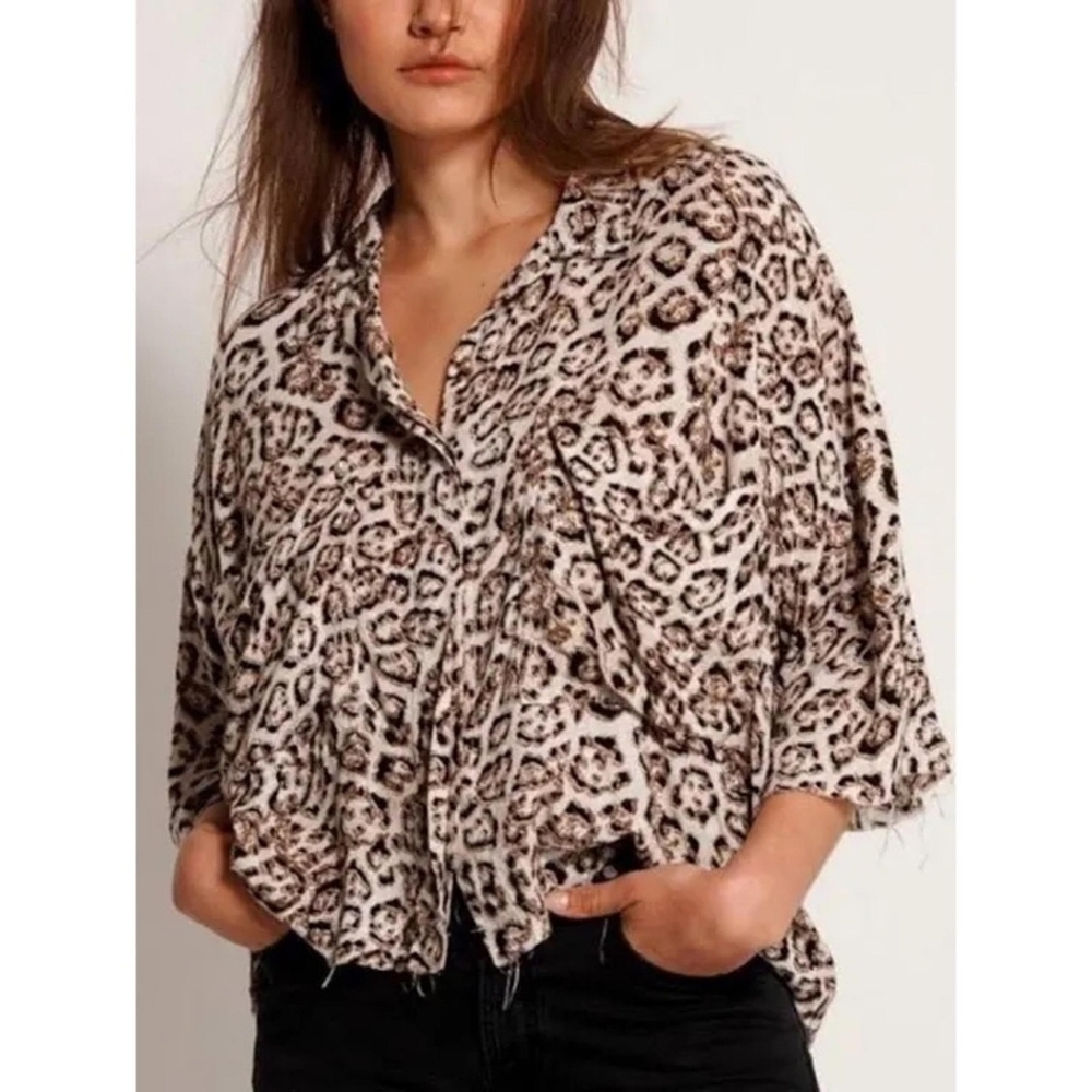 H&M Leopard Print Button Down Shirt